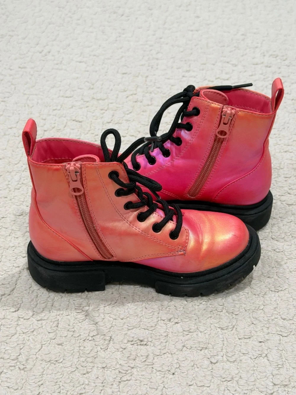 Kids Art Class Pink Iridescent Combat Boots Size 13